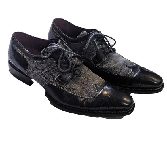 Mezlan Remo Herringbone Brogue Dress Shoe Men\'s Size 10 in Black main image 11